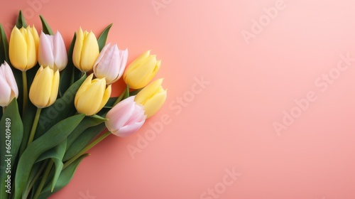 tulip flowers bouquet with copy space