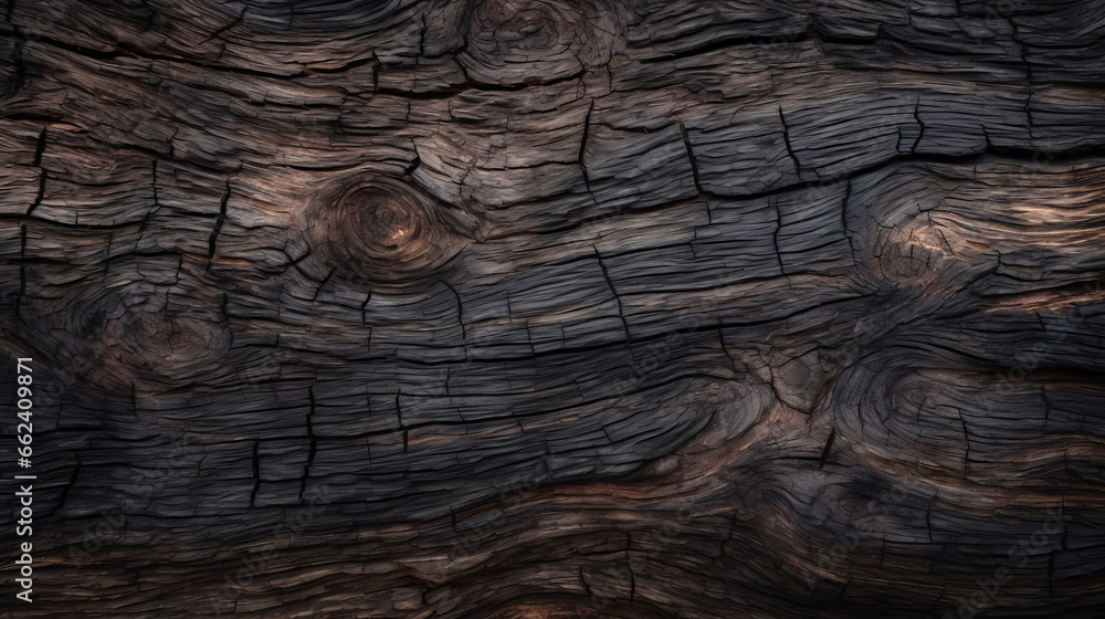 Naklejka premium Background texture of the surface of burnt wood.