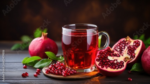 pomegranat tea with copy space