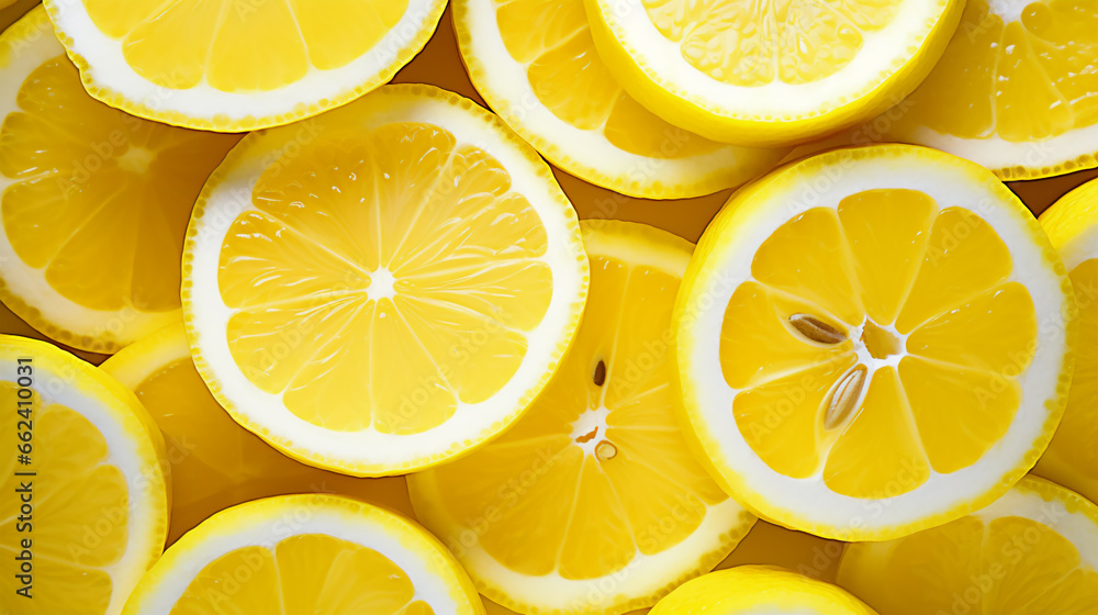 Close-up lemon slices background, cut yellow lemons Close-up lemon slices background, cut yellow lemons