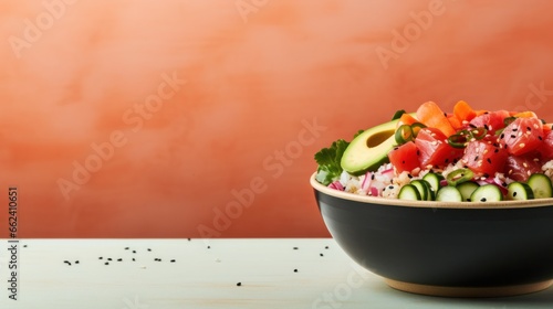 poke bowl with copy space