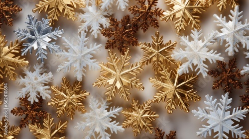 gold snowflakes with copy space