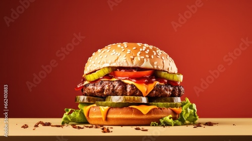 beef burger with copy space © ArtCookStudio