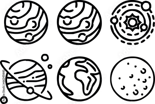 Set of Solar system planets icons. Vector Illustration. ISolation on white background. © MAbid