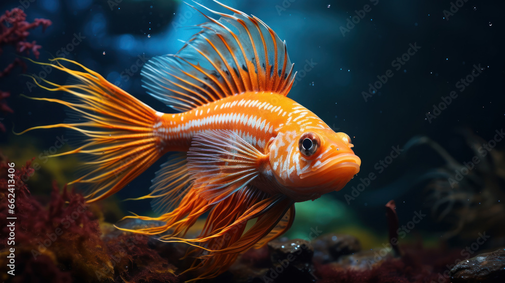 A magical underwater world with various beautiful fish, a seascape with exotic tropical fish A magical underwater world with various beautiful fish, a seascape with exotic tropical fish