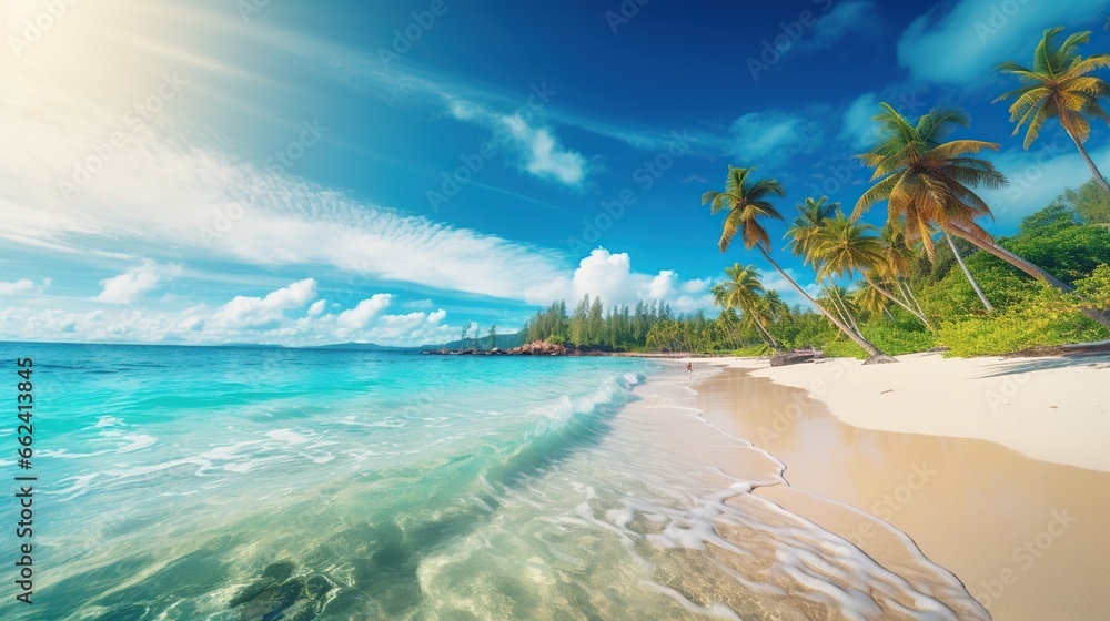 Beautiful landscape of tropical beach. AI generated image