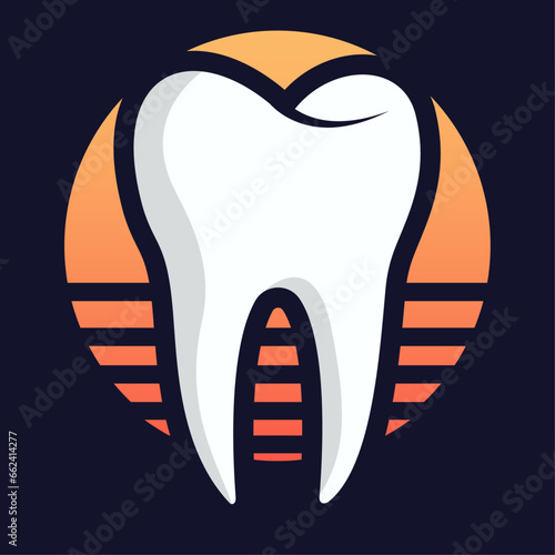 White Tooth Logo with Sunset Background 