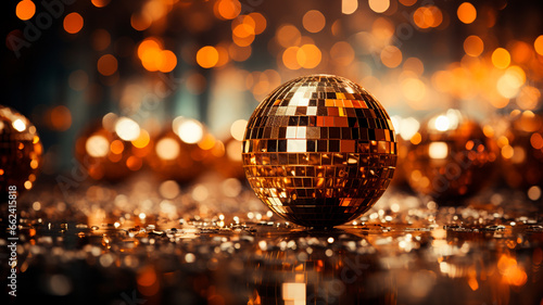 christmas decoration with golden ball.