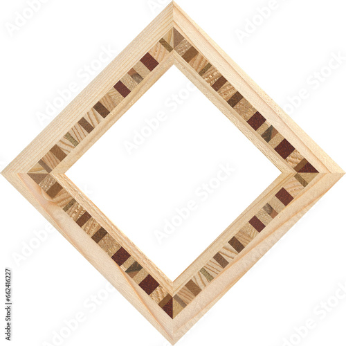 Wooden marquetry frame, wooden frame made of a combination of different woods photo