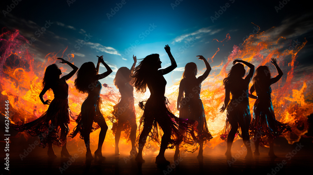 group of young people dancing and having fun in the night. group of young people dancing and having fun in the night.