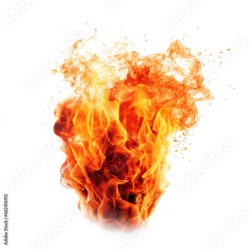 Flames of burning fire isolated on white background