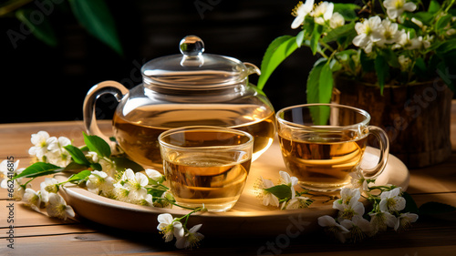 cup of tea with jasmine flowers