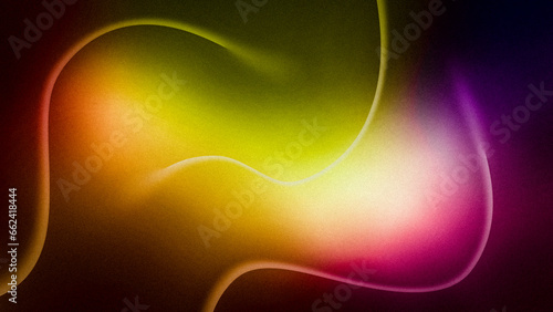 Dark abstract wavy red yellow orange pink purple grainy gradient background texture. Wallpaper with a noisy soft pattern. Nostalgia, vintage style of the 70s, 80s. Blurred lo-fi background