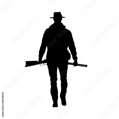Silhouette of a hunter, hunting - vector illustration