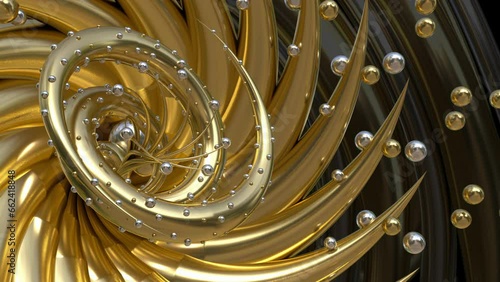 Gold Waves Loop 3D render 