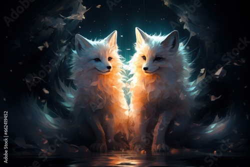 Curious spirit foxes  able to traverse between the spirit and physical realms - Generative AI