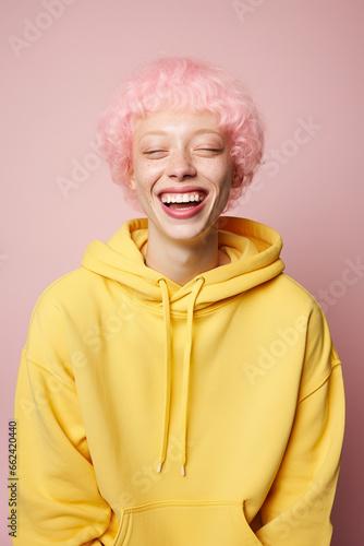 Beautiful smiling albino girl