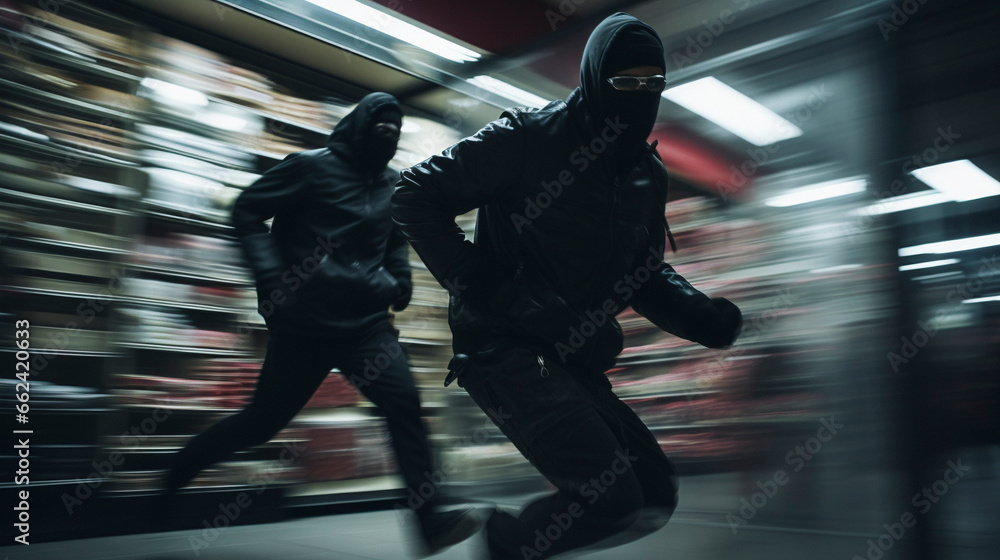 Obraz premium Retailer's Resolve: Holding Firm Against Theft, generative ai