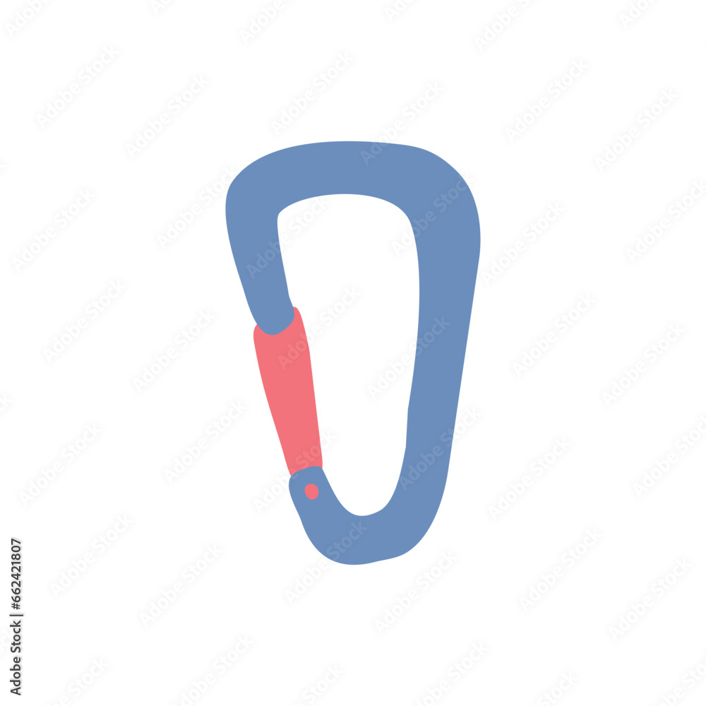Cartoon Color Metal Carbine Safety Concept Flat Design Style Isolated Object on a White Background. Vector illustration of Climbing Equipment Cartoon Color Metal Carbine Safety Concept Flat Design Style Isolated Object on a White Background. Vector illustration of Climbing Equipment