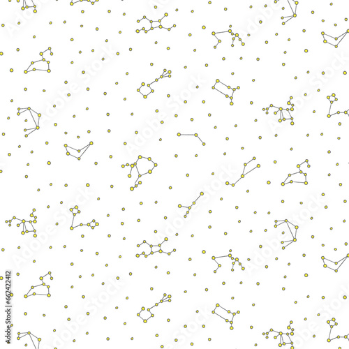 Zodiac sign constellation pattern on a transparent background. Doodle for children. Vector for print and design. Horoscope Stars in space