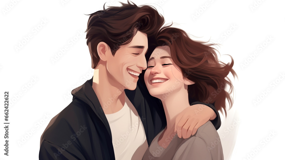 Delight in the smiles of love as a couple embraces each other with affection in this heartwarming portrait. Delight in the smiles of love as a couple embraces each other with affection in this heartwarming portrait.