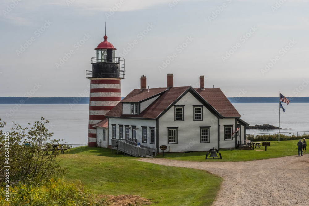 West Quoddy Head Light with Grand Manan Island in the background.