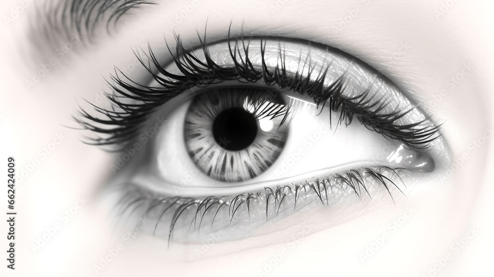 Dive into the world of intense eye makeup and dramatic mascara with this mesmerizing close-up of a woman's eye. Experience bold eyelash styling and glamorous eye beauty. Dive into the world of intense eye makeup and dramatic mascara with this mesmerizing close-up of a woman's eye. Experience bold eyelash styling and glamorous eye beauty.