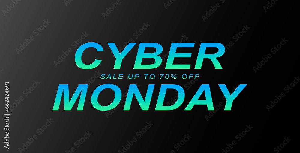 Fototapeta premium Cyber monday inscription on black background. Promotional online sale event. Vector illustration.