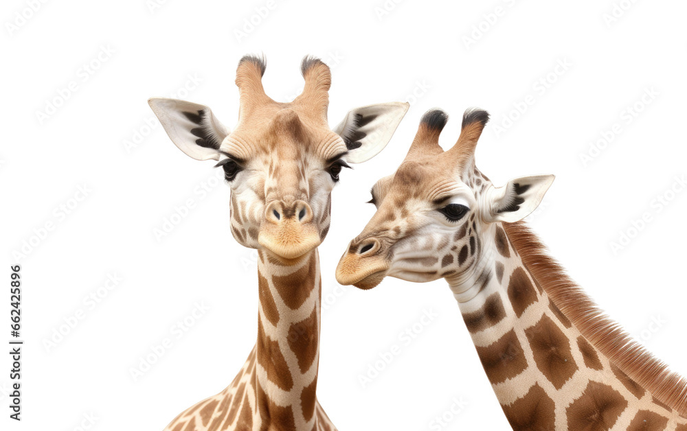 Giraffe In Wild Love on a Clear Surface or PNG Transparent Background.