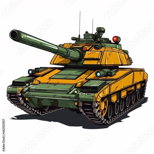 Illustration of an army tank, ia generated