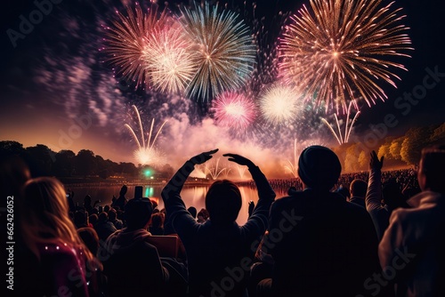 Crowd Enjoying Fireworks Show