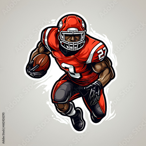 Cartoon Style American Football Player White Background Football Sports Athletes 