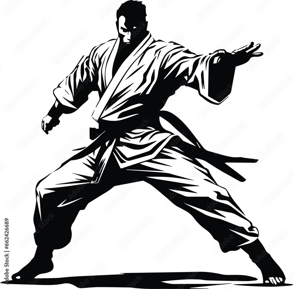 Martial Arts Logo Monochrome Design Style