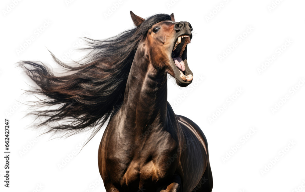 Horse Nature's Roaring in the Wild on a Clear Surface or PNG Transparent Background.