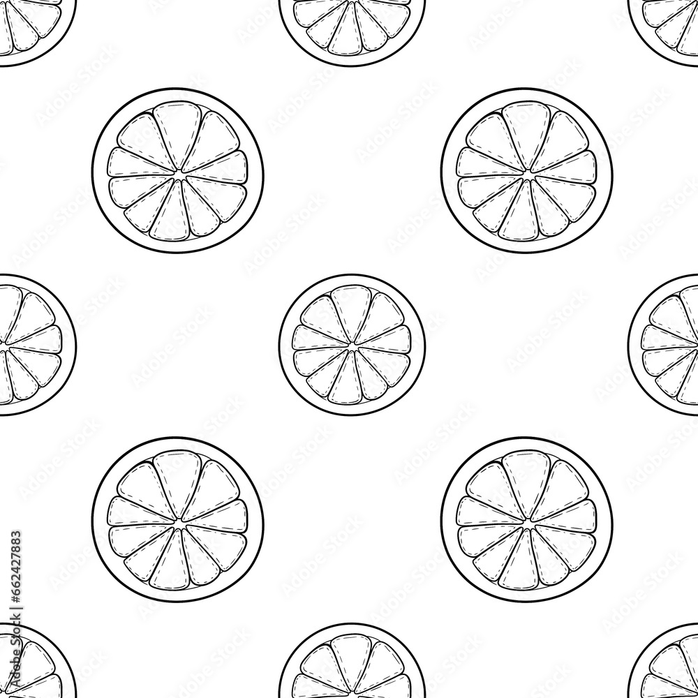 Seamless pattern with a doodle citrus