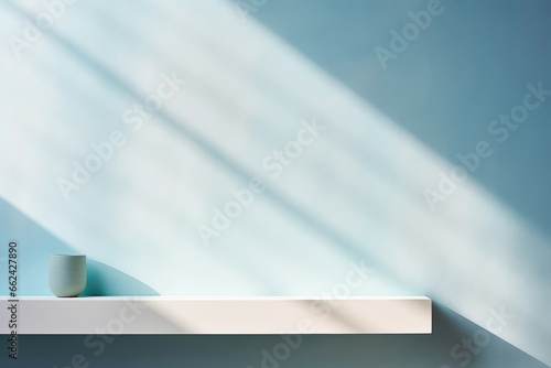 Rinimal  Abstract  Light Blue Background For Product Presentation  Showcasing The Interplay Of Shadow And Light From Windows On Plaster Wall
