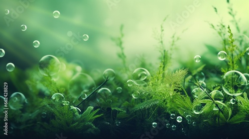 Green medical abstract background with plants and biochemistry structure