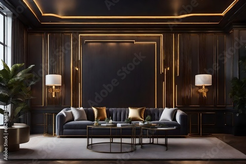modern living room with cool lighting 