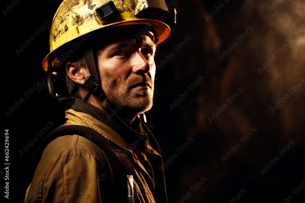 Mining worker underground.