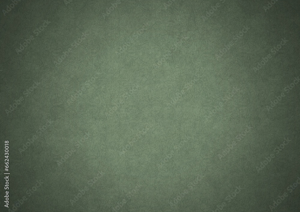 Hand-drawn unique abstract symmetrical seamless ornament. Dark semi transparent green on a light warm green with vignette of a darker background color. Paper texture. A4. (pattern: p07-1c) Hand-drawn unique abstract symmetrical seamless ornament. Dark semi transparent green on a light warm green with vignette of a darker background color. Paper texture. A4. (pattern: p07-1c)