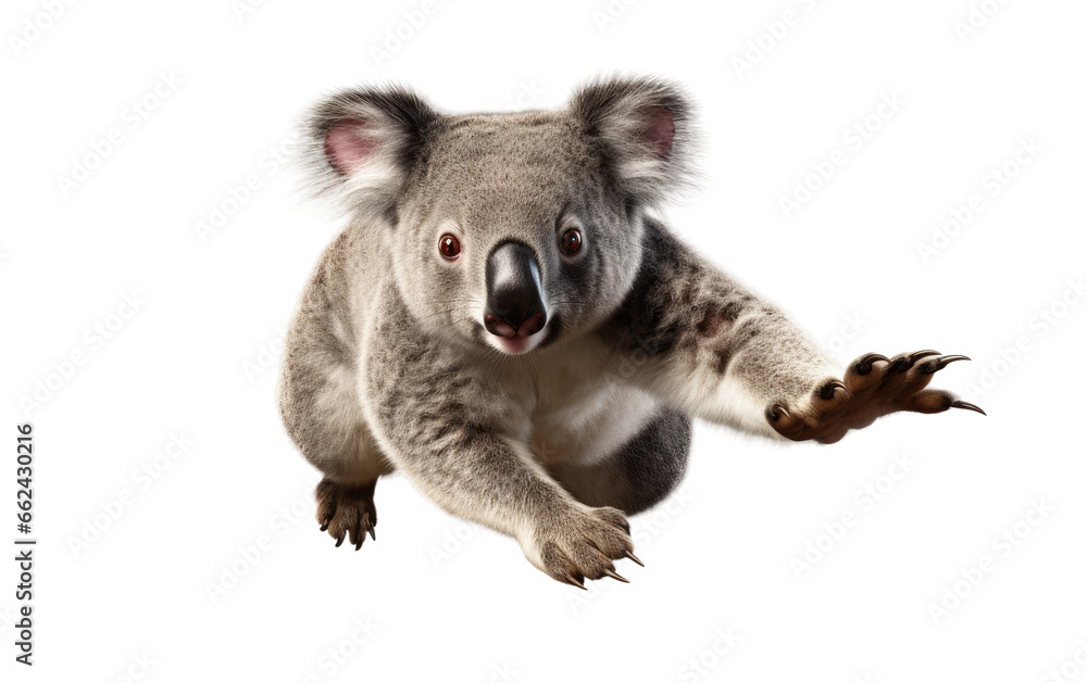 Koala Running From Hunter on a Clear Surface or PNG Transparent Background. Koala Running From Hunter on a Clear Surface or PNG Transparent Background.