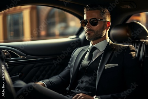 Professional chauffeur. Portrait with selective focus and copy space © top images