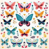 Butterfly stroke quirky doodle pattern, background, cartoon, vector, whimsical Illustration