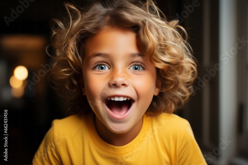 Portrait of surprised cute child standing over isolated background. Looking exited at camera