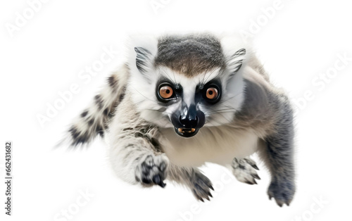 Lemur Running From Hunter with Passion on a Clear Surface or PNG Transparent Background. © Usama