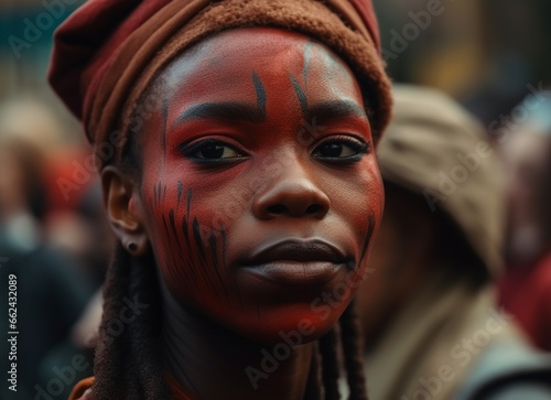 Black woman with painted face