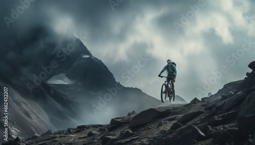 Mountainbiker in clouds