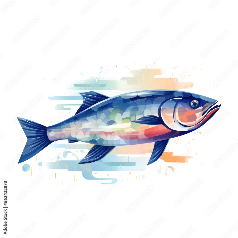 Beautiful bright sea fish, flat illustration, isolated on white background Beautiful bright sea fish, flat illustration, isolated on white background