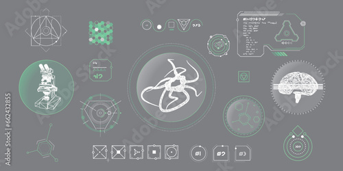 Vector data elements for sci-fi interface infographics.