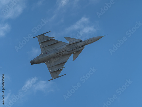 Ostrava, Czechia - 16th September 2023 - NATO Days airshow - Saab JAS-39 GRIPEN of the Czech Air force flying by